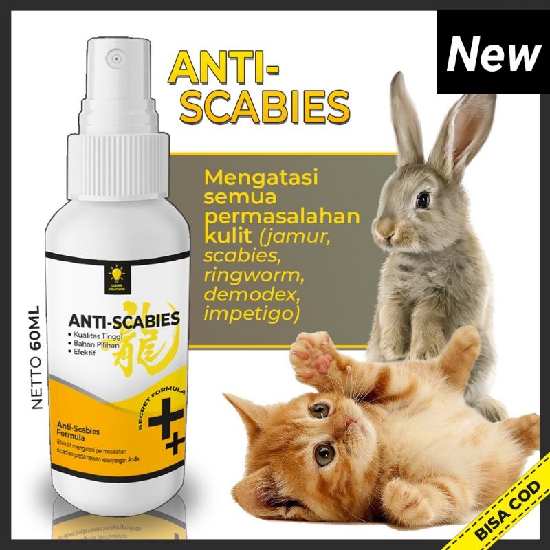 Obat Jamur Scabies Kucing Kelinci Anjing Infeksi Gatal Pada Kulit Kucing Hamster Anti skabies Kutu Koreng 60ml