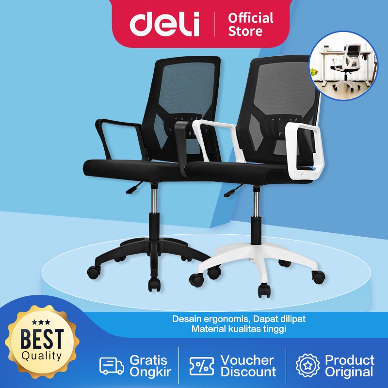 Deli Office Chair / Kursi Kantor / Kursi Kerja Jaring Dapat Dilipat 90 Derajat E4932