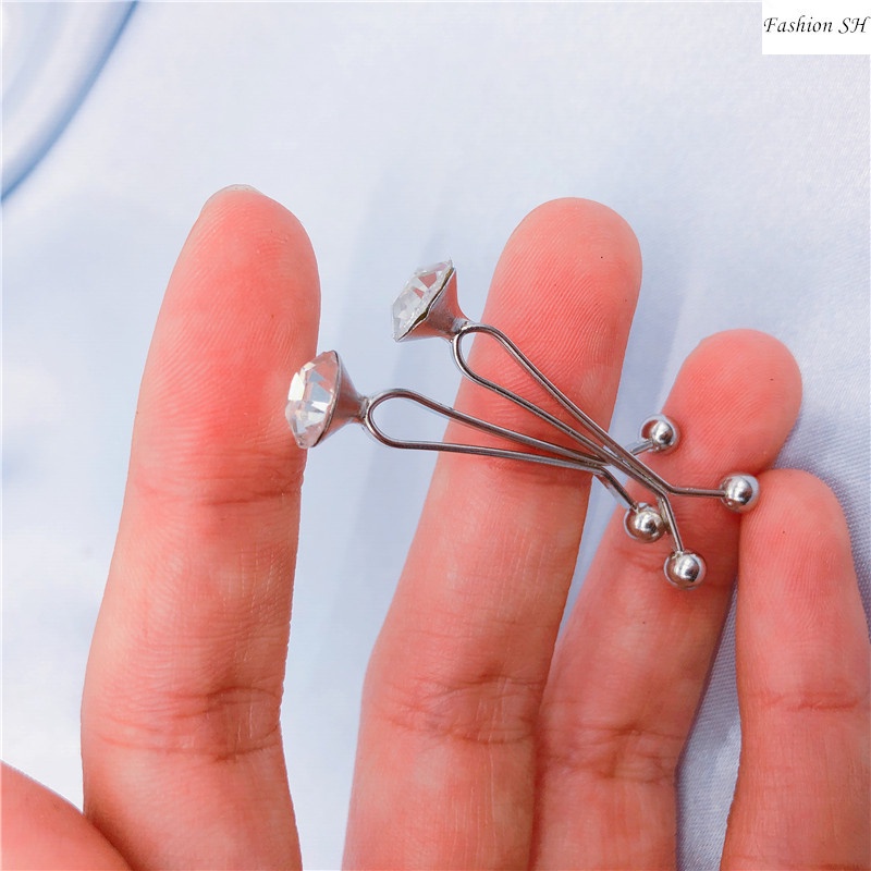 6 Pcs bros Klip Kristal Bening Warna Campur Gaya Turki Untuk Hijab M20027-6PCS