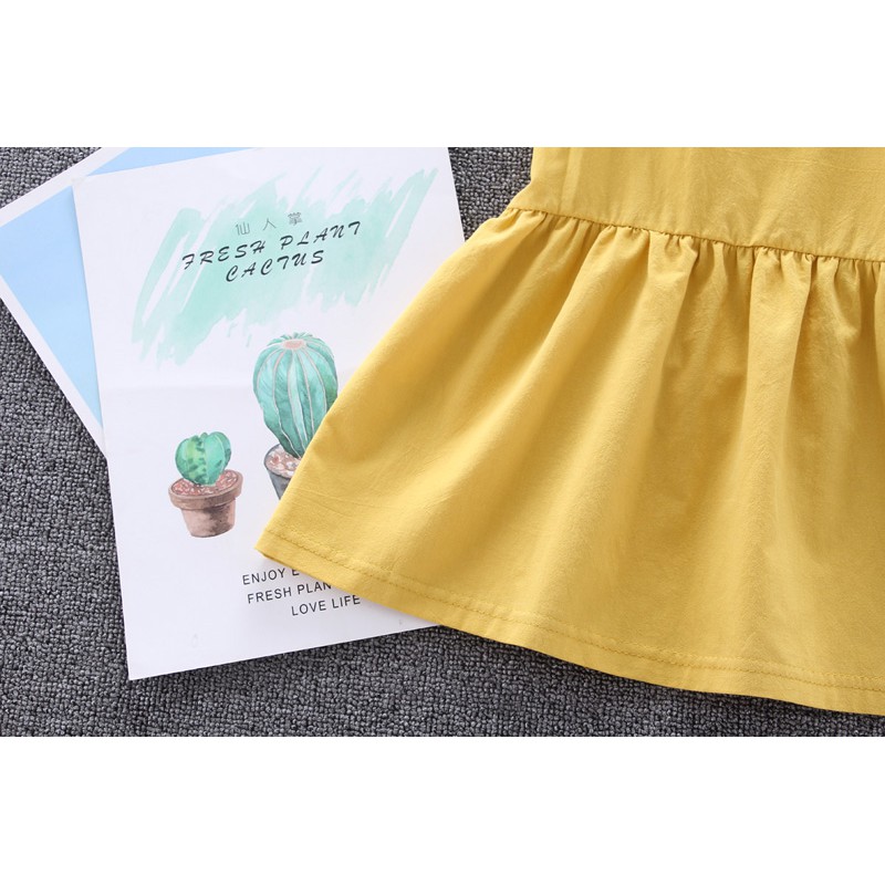 Baju Dress Anak Perempuan Angel polos lengan pedek style kasual gaun bayi cewek import-6