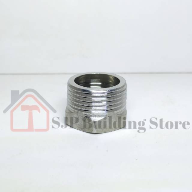 Sokran stainless 3/4 ke 1/2 inch (sambungan pipa fitting vokring nepel neple plok sock)