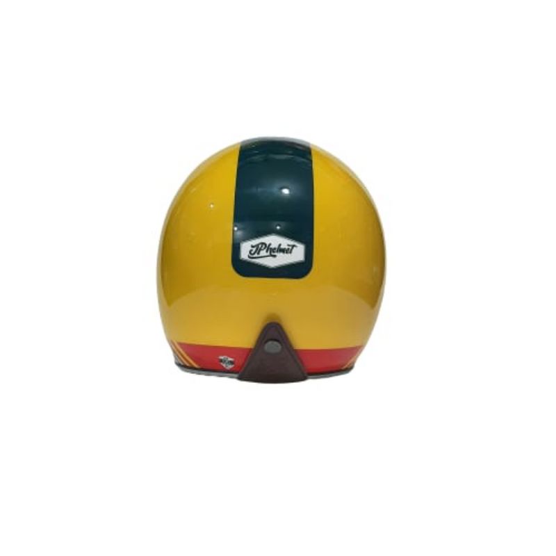 Helm JPX JP New Bigie Combi Retro Yellow List Chrome Plus Kaca