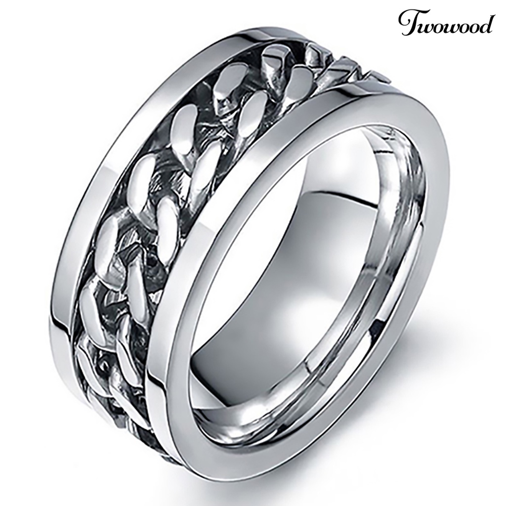 Cincin Rantai Bahan Stainless Steel Gaya Punk Untuk Pria Dan Wanita