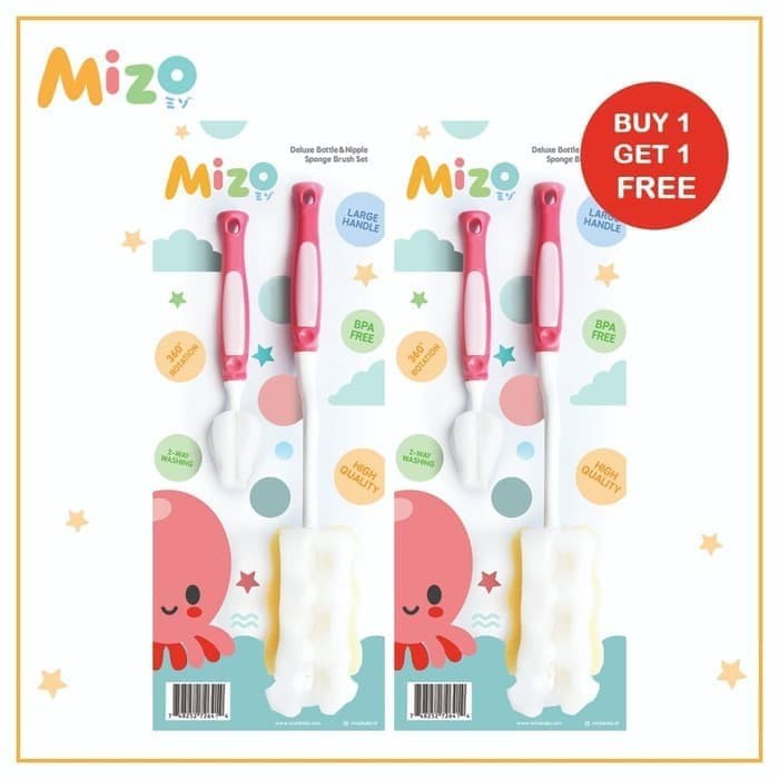 Mizo Deluxe Bottle and  Nipple Sponge Brush Set