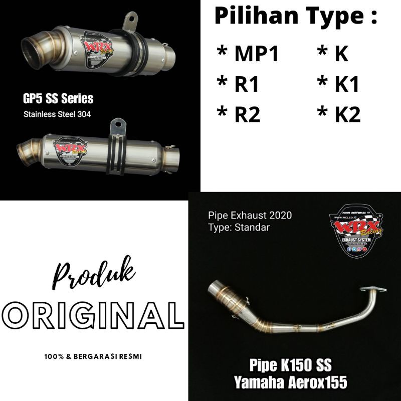 Knalpot WRX Racing Yamaha Aerox / All new Nmax 155 K150 / K175 GP5 standar dan bore up
