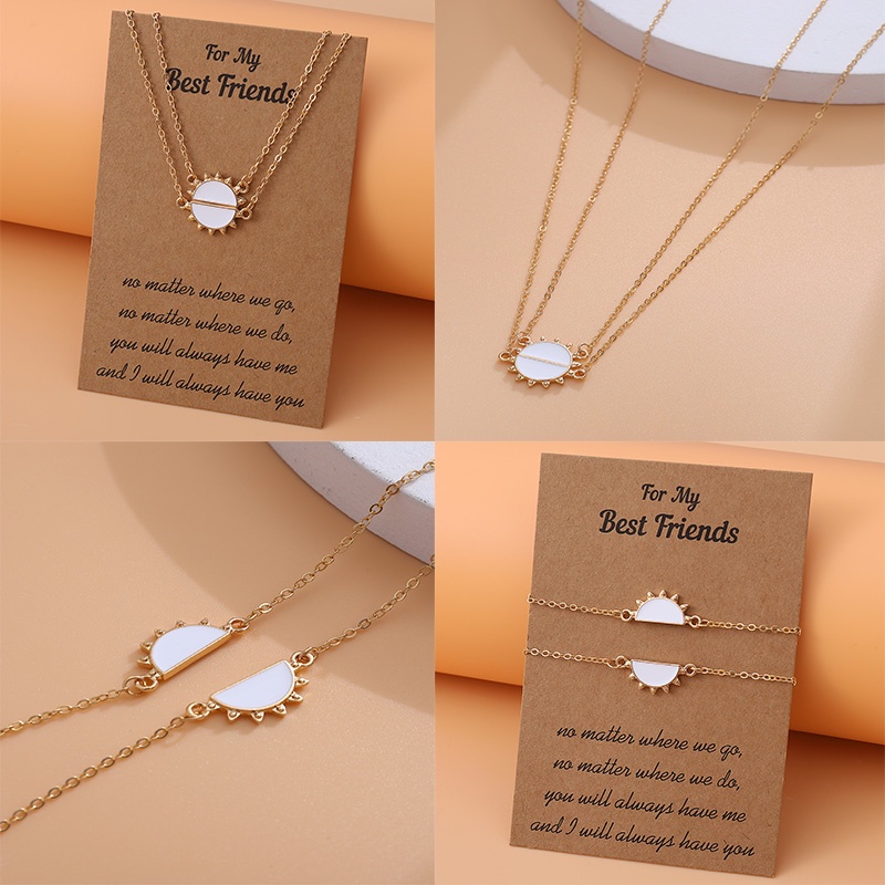 2pcs / Set Kalung Rantai Choker Liontin Matahari Untuk Hadiah Ibu Dan Anak Perempuan