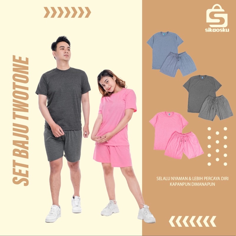 SETELAN KAOS POLOS DAN CELANA POLOS STELAN BOXER BAJU satu set SEPASANG ATASAN BAWAHAN