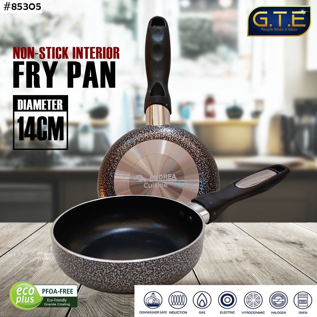 GTE | Frypan Mini 14cm Mini Wok Pan Teflon anti Lengket |  Pan Marble Sauce Pan Fry wok panci kuali Teflon wajan Penggorengan anti lengket Stain cookware