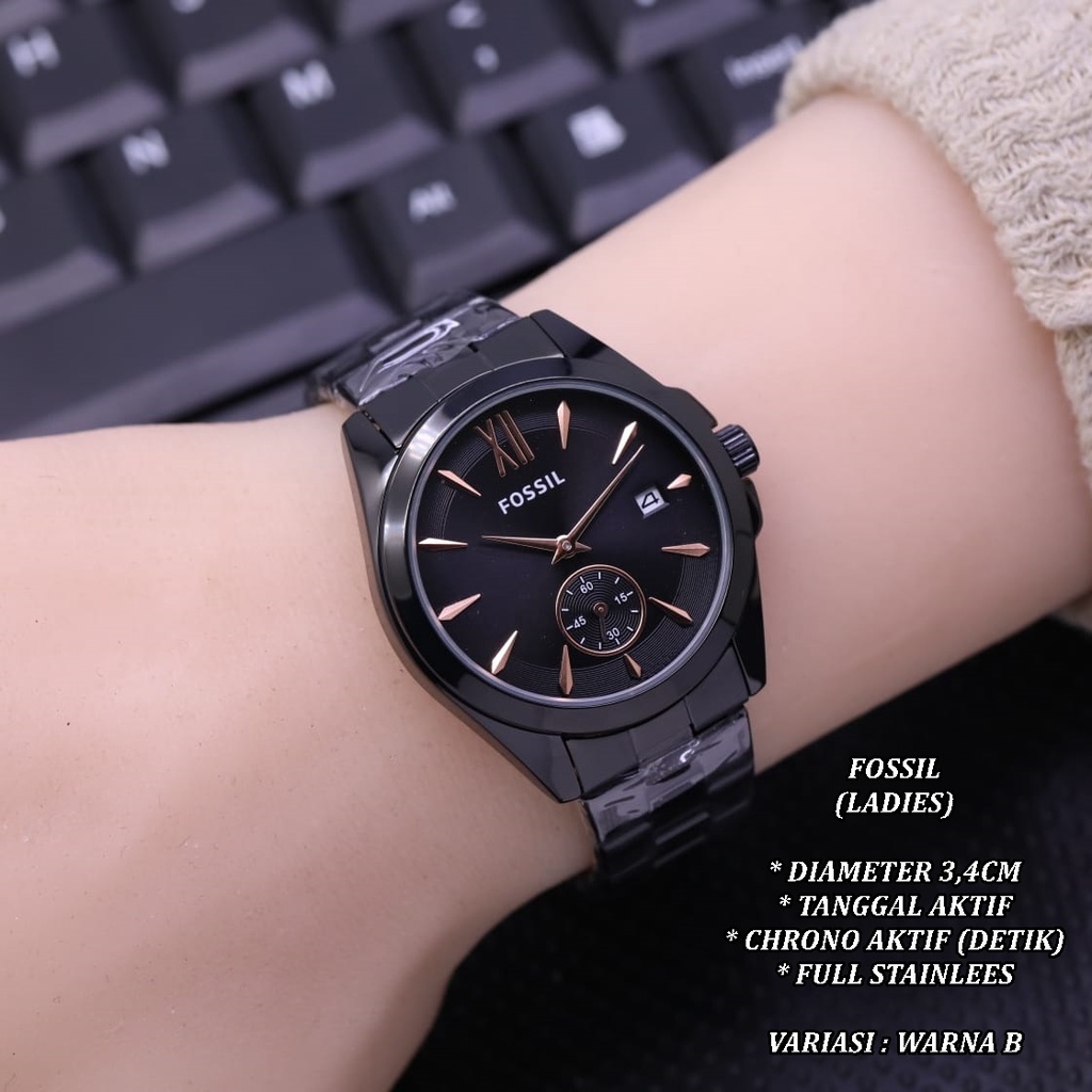 (BISA COD) JAM TANGAN WANITA FASHION RANTAI BODY BULAT TANGGAL &amp; CHRONO ON