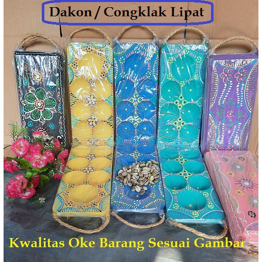 Dakon / Congklak Kayu Lipat Mainan Anak plus 100 Biji Congklak Kerang Laut Asli