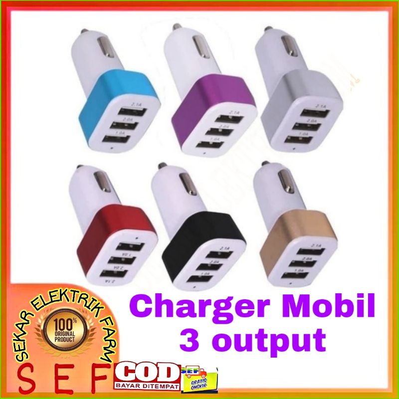 CAR CHARGER HP USB UNTUK MOBIL 3 USB USB CAR CHARGER SAVER MOBIL