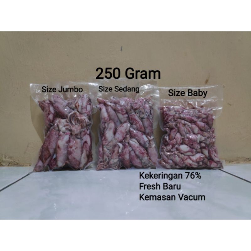 

Sotong / Cumi / Cumi Asin / Cumi Rebus 250 Gram Size Jumbo|Sedang|Baby