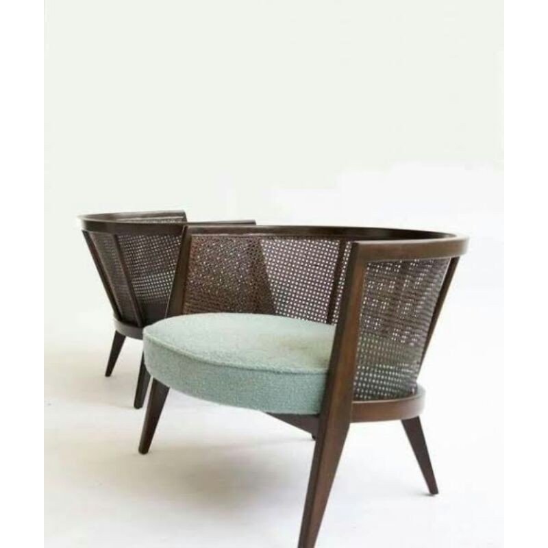 sofa rotan retro 1 seater + bantalan