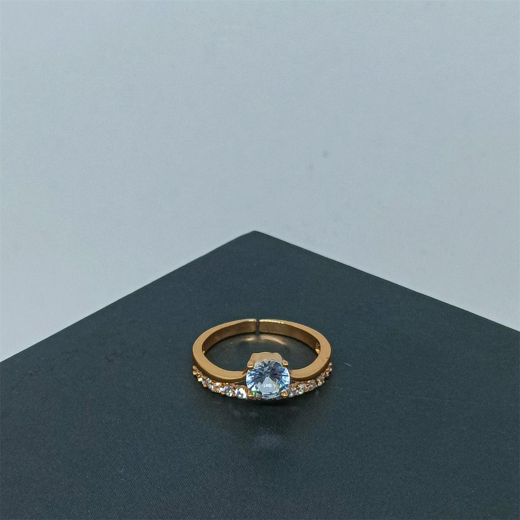 Cincin Titanium Wanita Emas Muda Anti Karat Asli Gold Emas Couple Dewasa Dan Luntur Logam Asesoris Jewelry