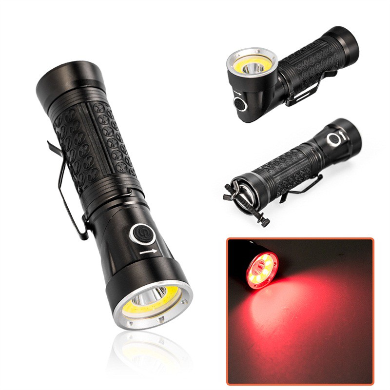 Pocketman Senter LED Rotatable Head Magnetic Tail Cree T6+COB 6000 Lumens - 3188 - Black