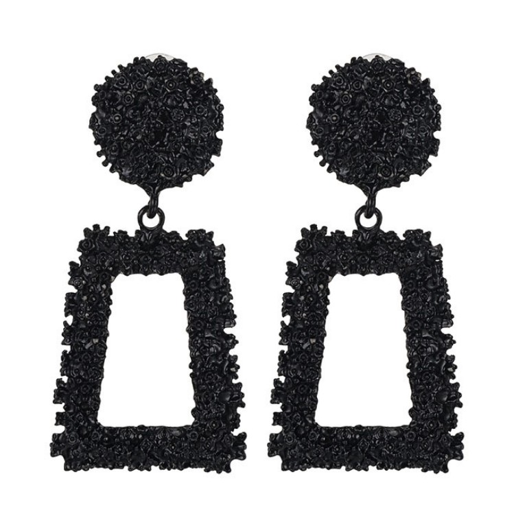 OSM - F534 Anting Ala Korea / Anting Panjang / Anting Paduan Trapesium Anting / Aksesoris Fashion-Hitam