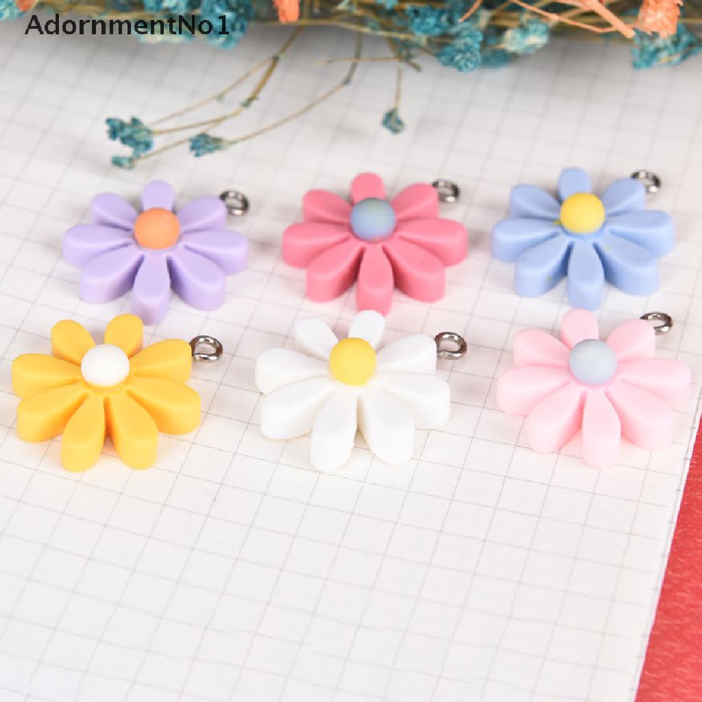 (AdornmentNo1) 10pcs / Set Liontin Bunga Matahari / Daisy Bahan Resin Untuk Membuat Perhiasan DIY