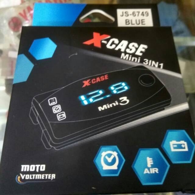 VOLTMETER X CASE MINI 3 VOLTMETER MOTOR VOLTMETER JAM SUHU VOLMETER 3IN1