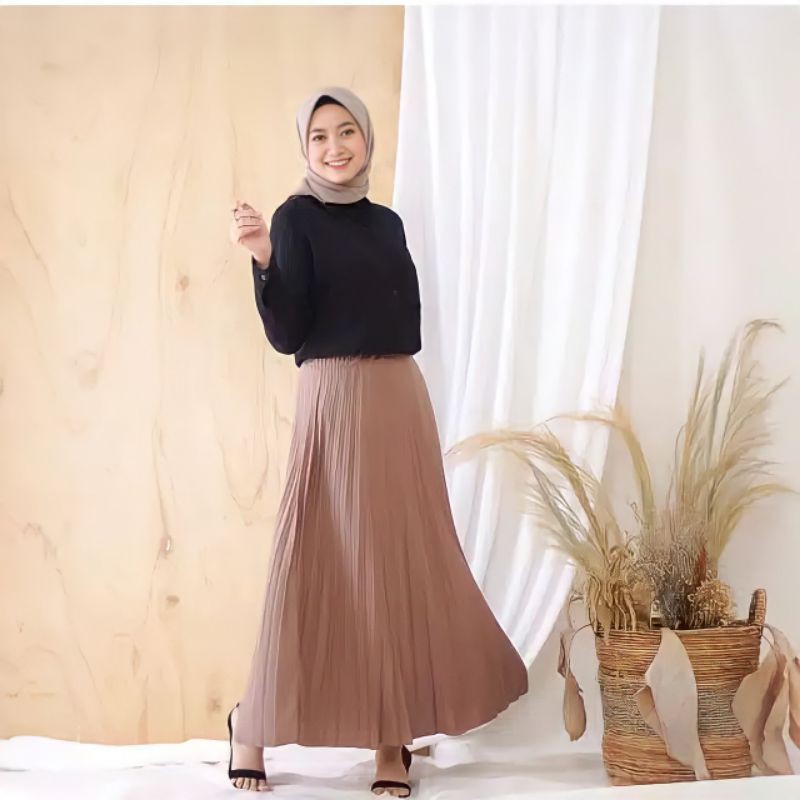 FLARE PLEATED SKIRT ROK PLISKET PRISKET PREMIUM TEBAL WANITA TERBARU