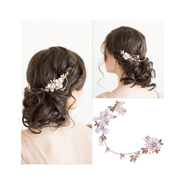 LRC Aksesoris Rambut Fashion Gold Color Flower Shape Decorated Hair Accessories E89085