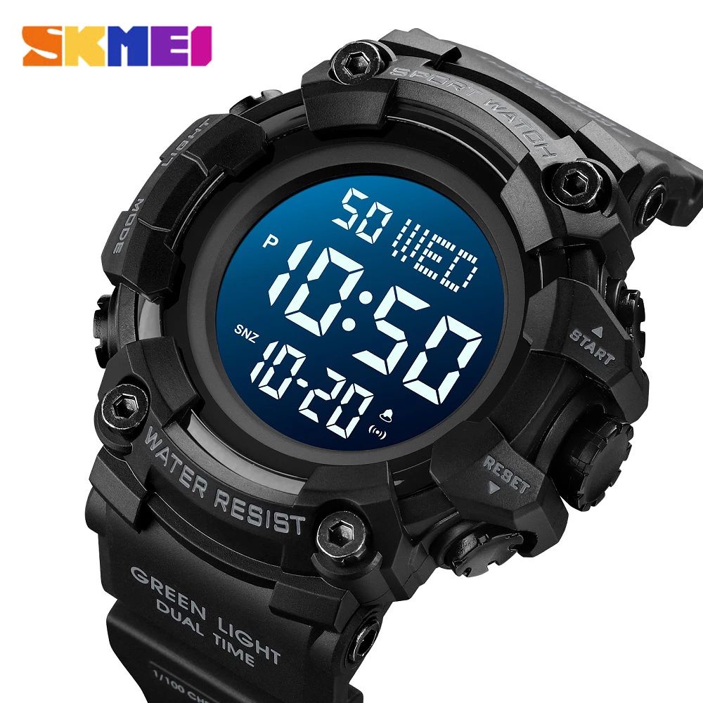 SKMEI 1968 Jam Tangan Pria Digital Dual Time Sport Watch Anti Air Tali Rubber WATCHKITE WKOS