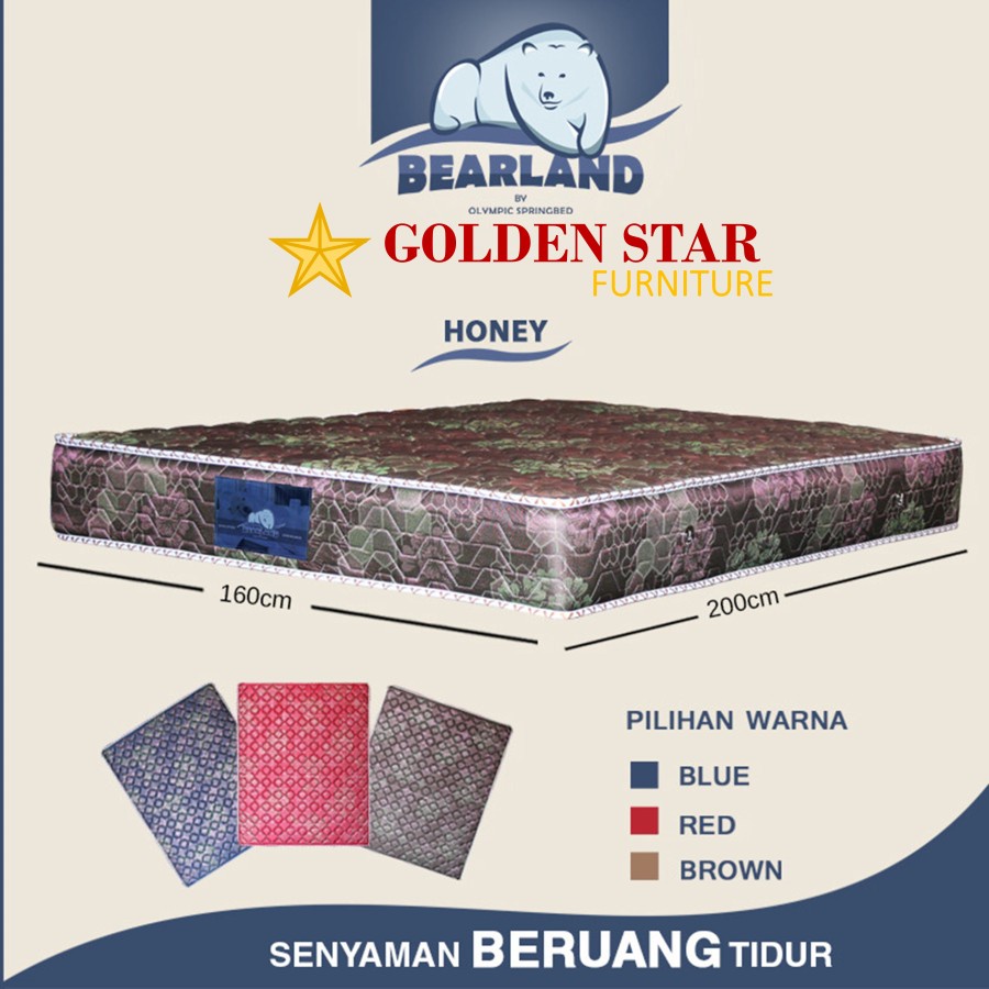 SALE Kasur Springbed Bearland Honey 100/120/160/180 springbed Olympic - Kasur uk 100