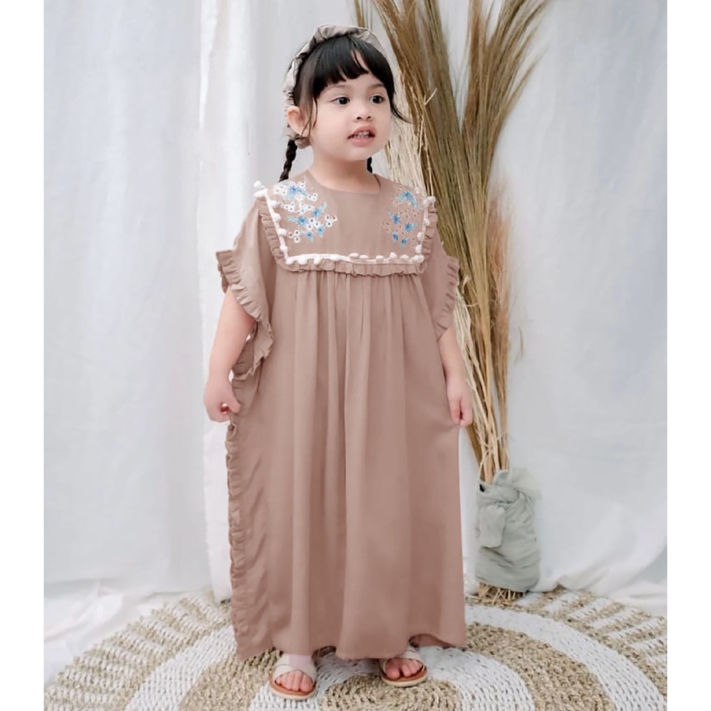 FenishaStore Fashion Muslim anak Perempuan Kaftan Marwah Usia 4-6 Tahun