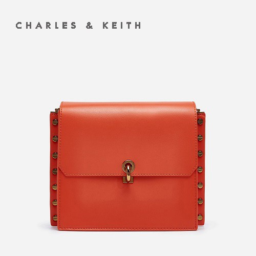 TAS SELEMPANG WANITA CHARLES & KEITH HAND BAG CNK-6014 ORANGE ORIGINAL IMPORT BATAM TERMURAH