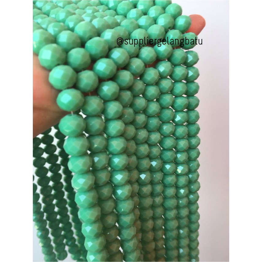 Kristal Ceko kilap 10mm HIJAU TOSCA light green bahan perhiasan donat aksesoris bahan supplier craft