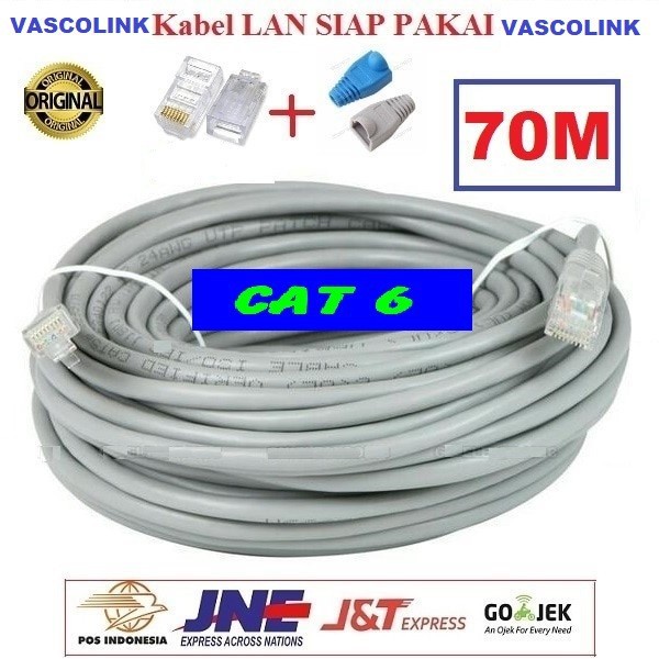 Kabel Lan Vascolink Cat 6 70 meter Siap Pakai/70M / 70meter UTP