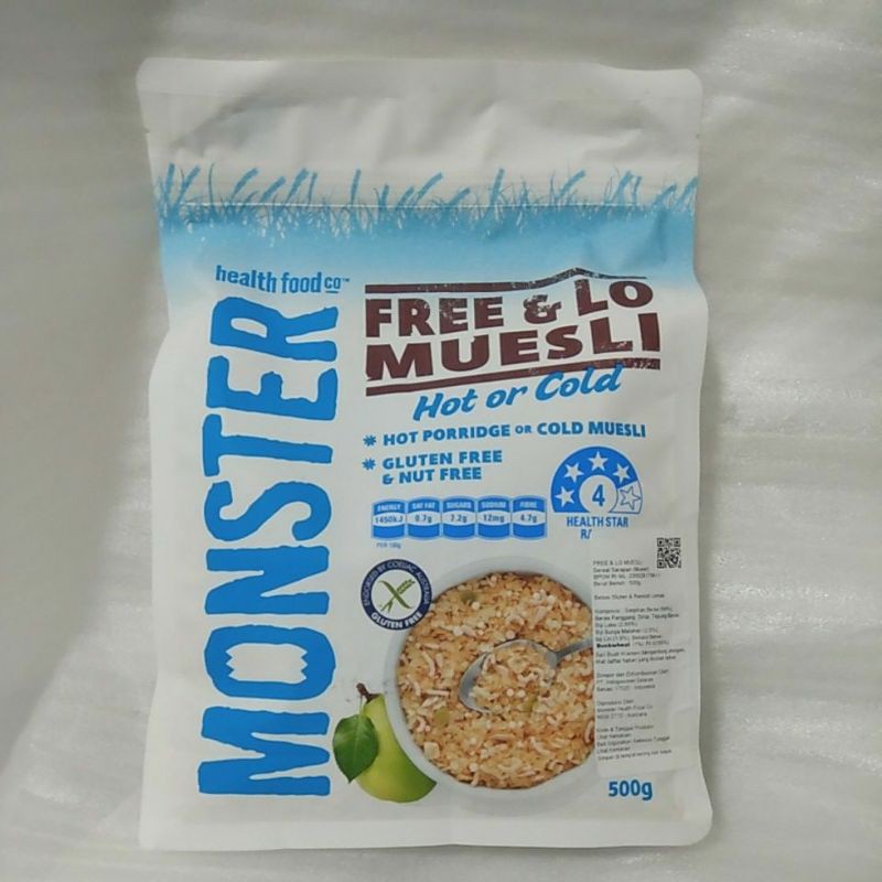 

MONSTER Health Food Free & Lo Muesli Hot or Cold Gluten Free 500g