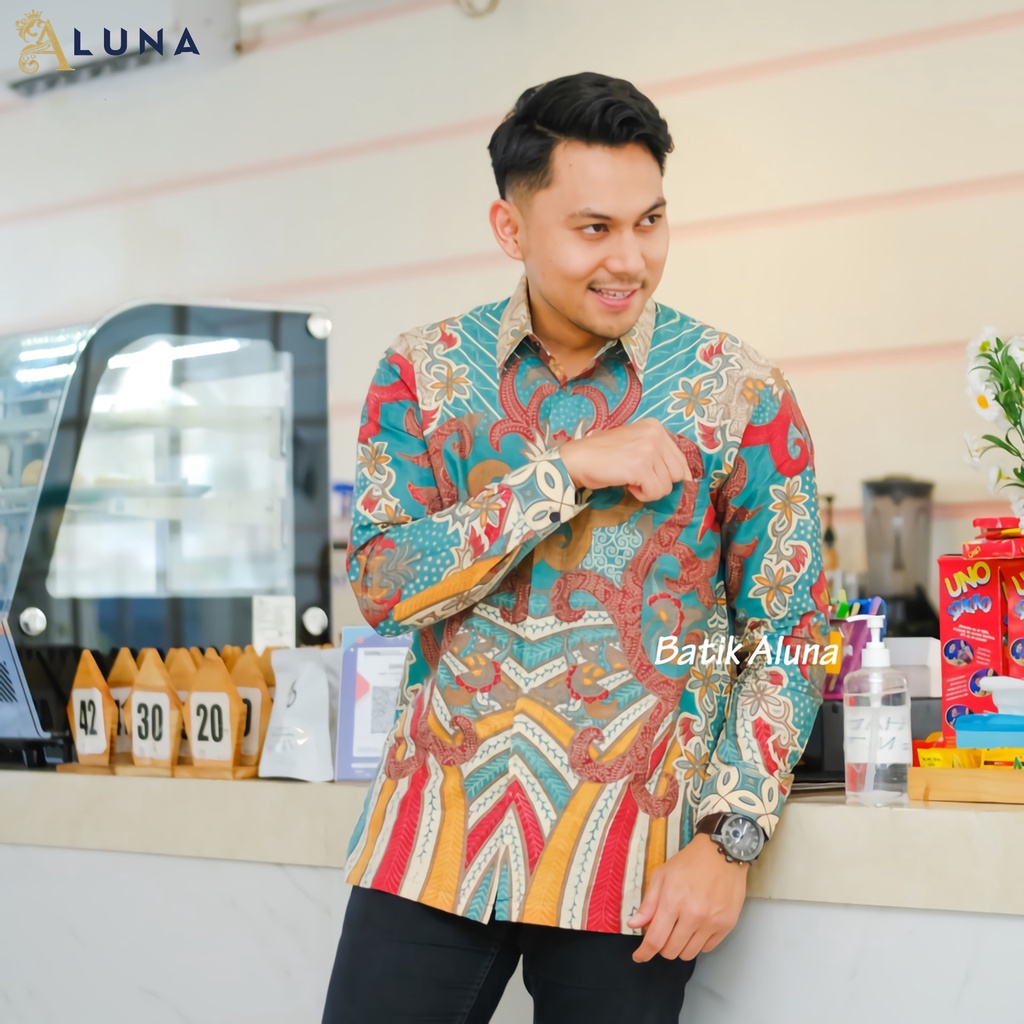 KEMEJA BATIK PRIA PREMIUM LENGAN PANJANG REGULAR BATIK ALUNA PCW 071