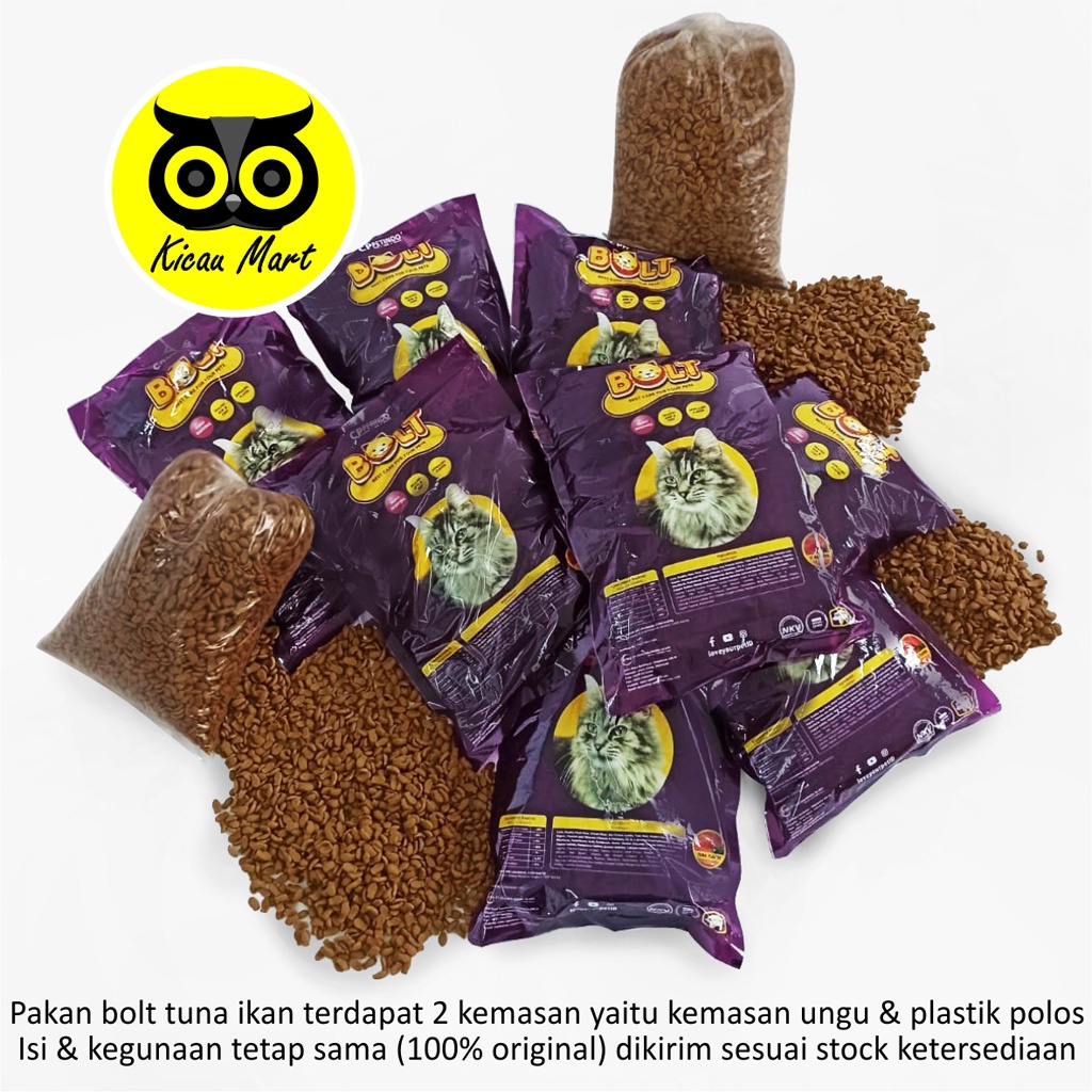 MAKANAN KUCING BOLT KEMASAN 800 GRAM RASA TUNA BENTUK IKAN PAKAN KUCING BOLT UNGU CAT DRY FOOD MAKANAN KERING PELET KUCING