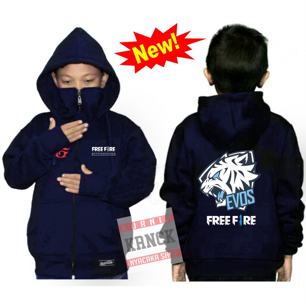 TERLENGKAP..! JAKET HOODIE FF EVOS ANAK LAKI LAKI PEREMPUAN UNISEX USIA 4 S/D 15 TAHUN SIZE S M S