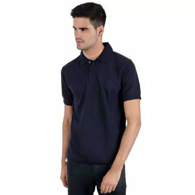 kaos kerah polo tshirt wangki dongker polos . seragam wangki navi blue polos lakos piqeu premium