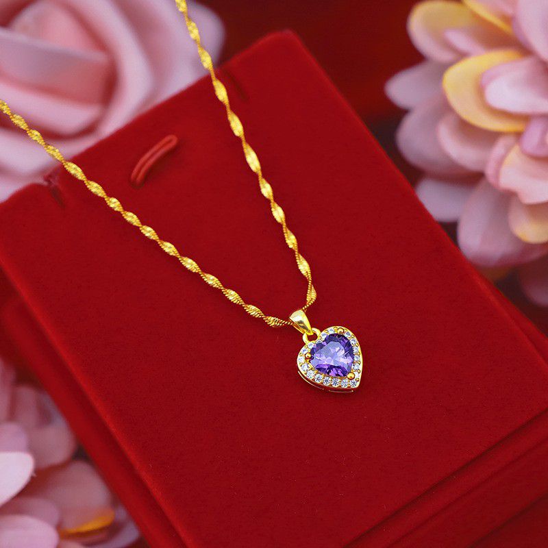 Kalung Permata Love Lapis Emas 18k Anti Karat