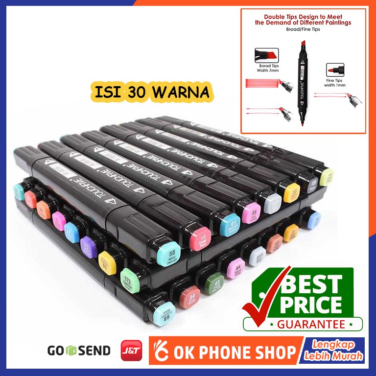 

TOUCHNEW BV Spidol Dual Side Fine Art Marker Isi 30 Warna Multi Color
