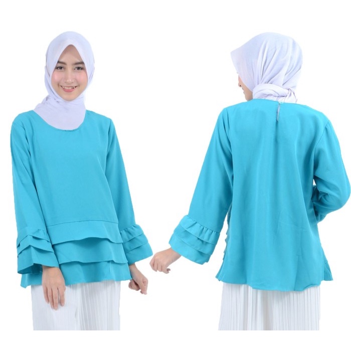 FMJ 462 Blouse Atasan Elin Top Wanita Perempuan Cewek Tosca Serena Cantik Simpel Polos Muslim Hijab