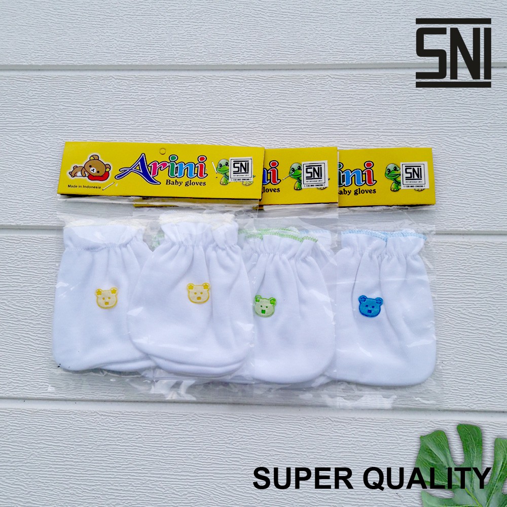 3 PCS sarung Tangan + 3 PCS sarung Kaki Putih SNI DNW Baby