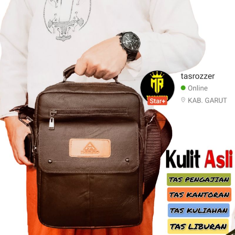 Tas pengajian kulit asli muat kitab besar | Tas santri | Tas kuliah &amp; kantor