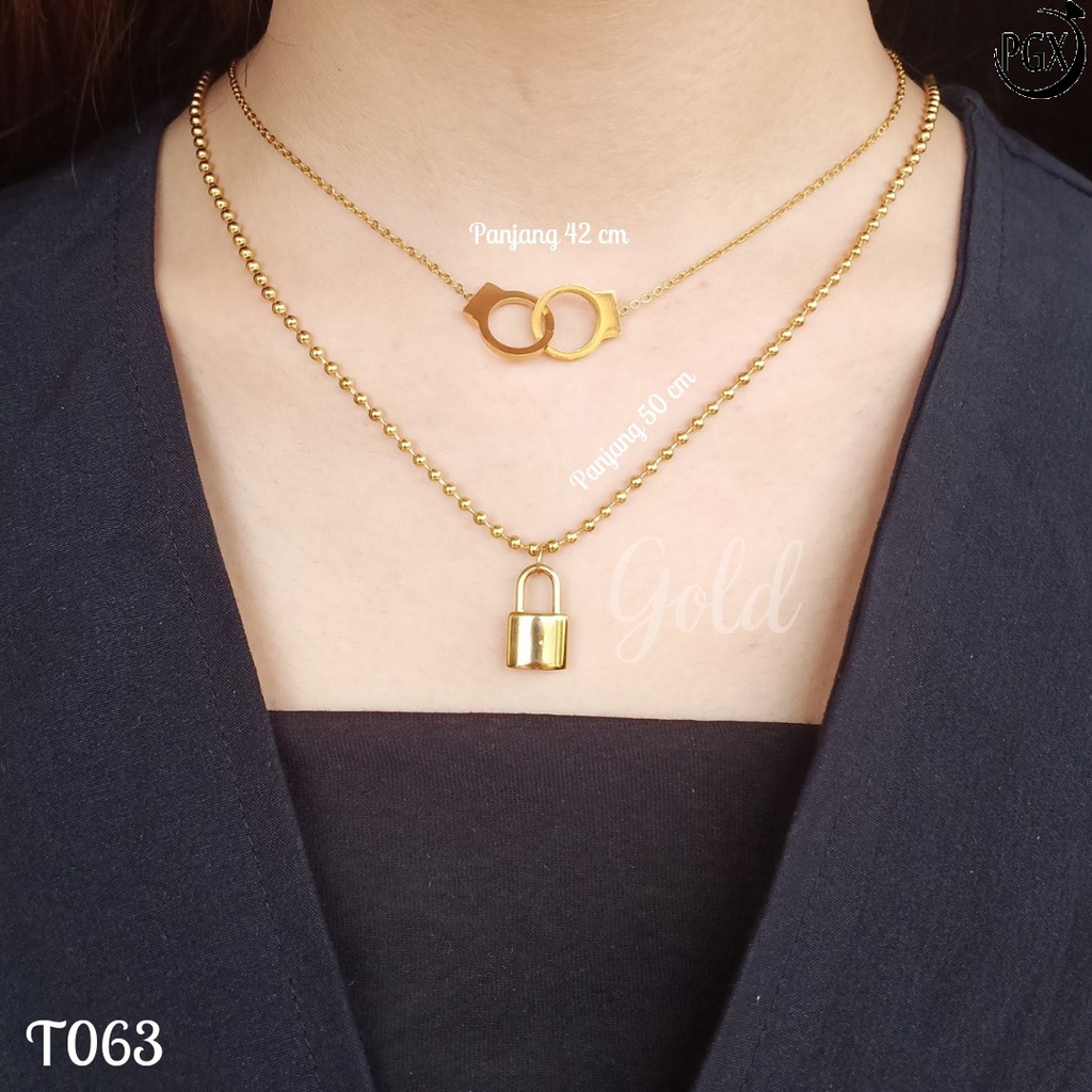 PGX Kalung Titanium Wanita Anti Karat Aksesoris Fashion Perhiasan Premium - T063