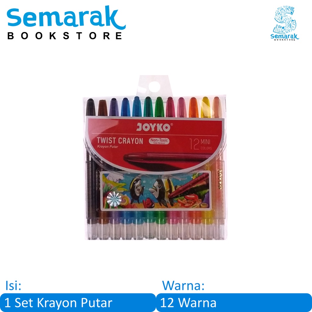 

Joyko Twist Crayons Krayon Putar Tanpa Racun [12 Warna Mini]