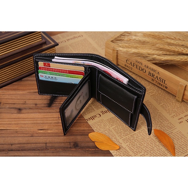 ORIGINAL JINBAOLAI 8040 DOMPET LIPAT PRIA KULIT ASLI DENGAN TEMPAT KOIN