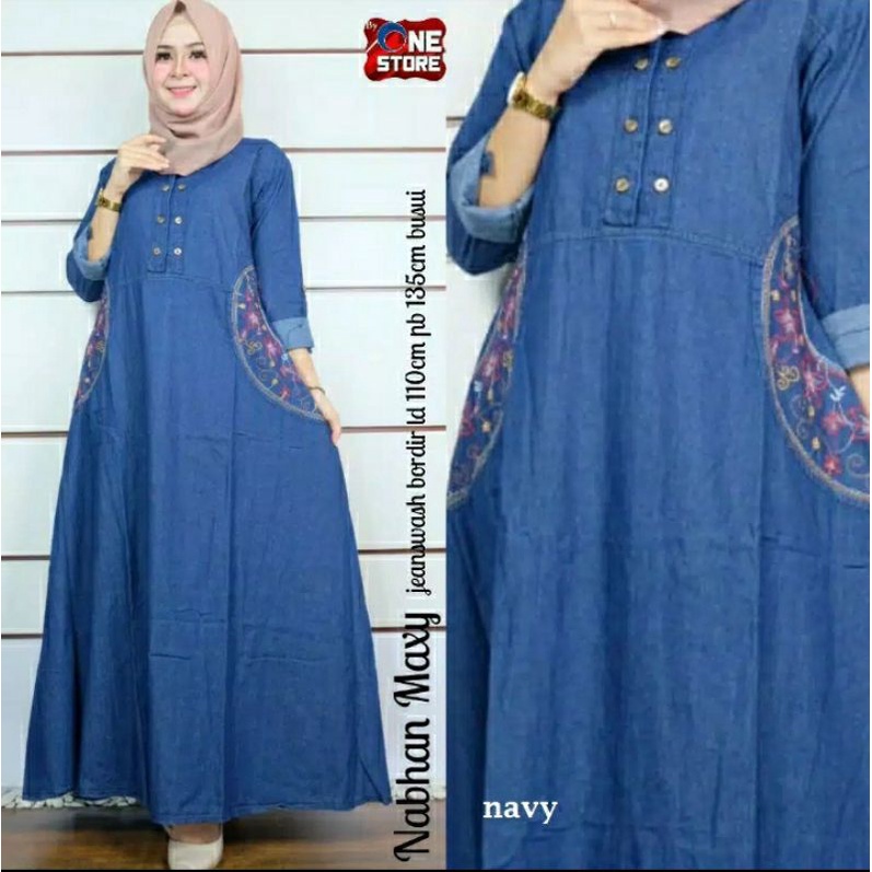 Gamis Jeans Wanita Bordir