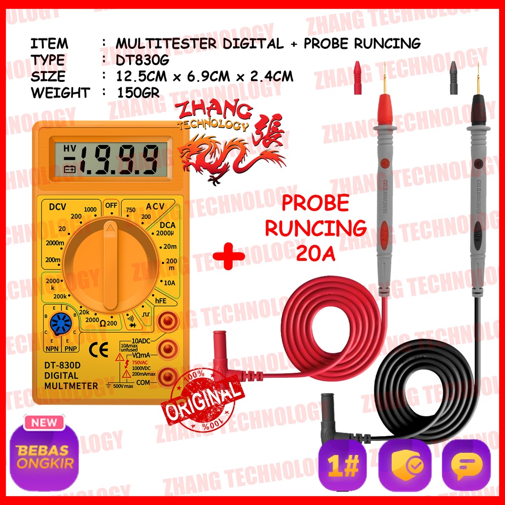 MULTITESTER MULTIMETER AVOMETER TESTER DT830G DT-830G ORIGINAL