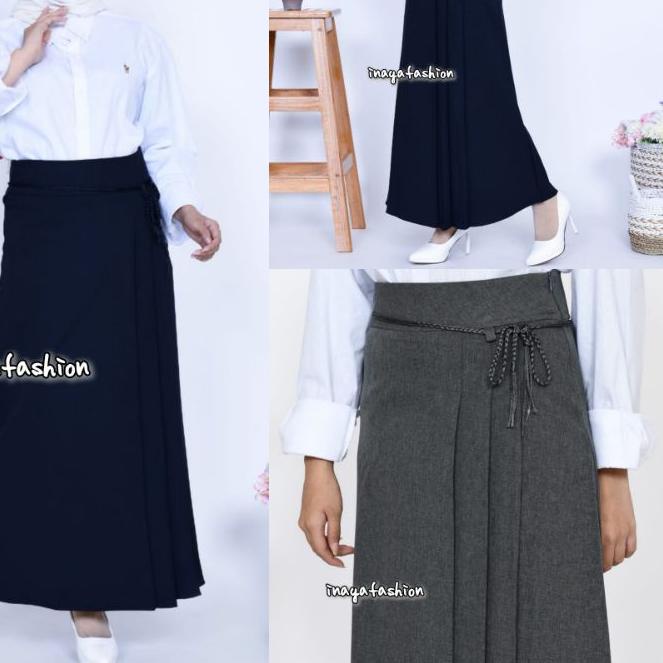 ✯ Rok Kerja Panjang Rempel Line A / Rok Plisket Hitam / Rok Panjang Hitam Kantor / Rok Wanita Premiu