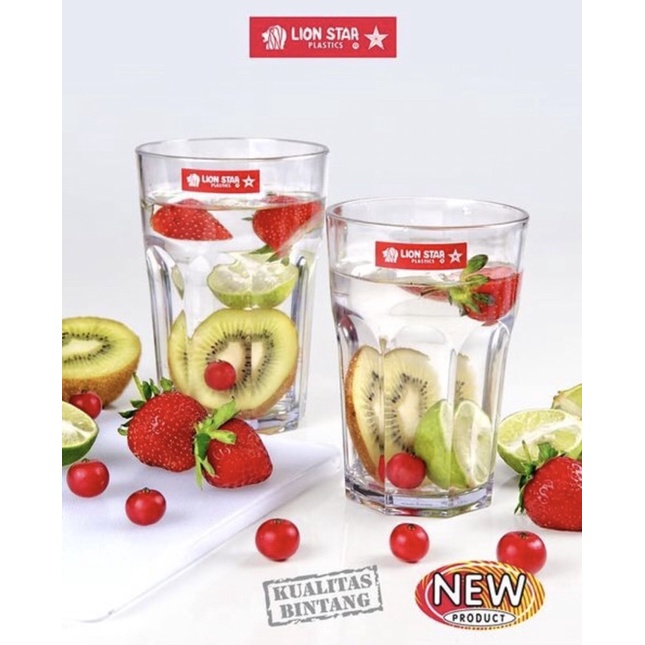 GELAS CANGKIR MUG ES TEH JUS PLASTIK BENING TRANSPARAN 500ML LION STAR MURANO GLASS