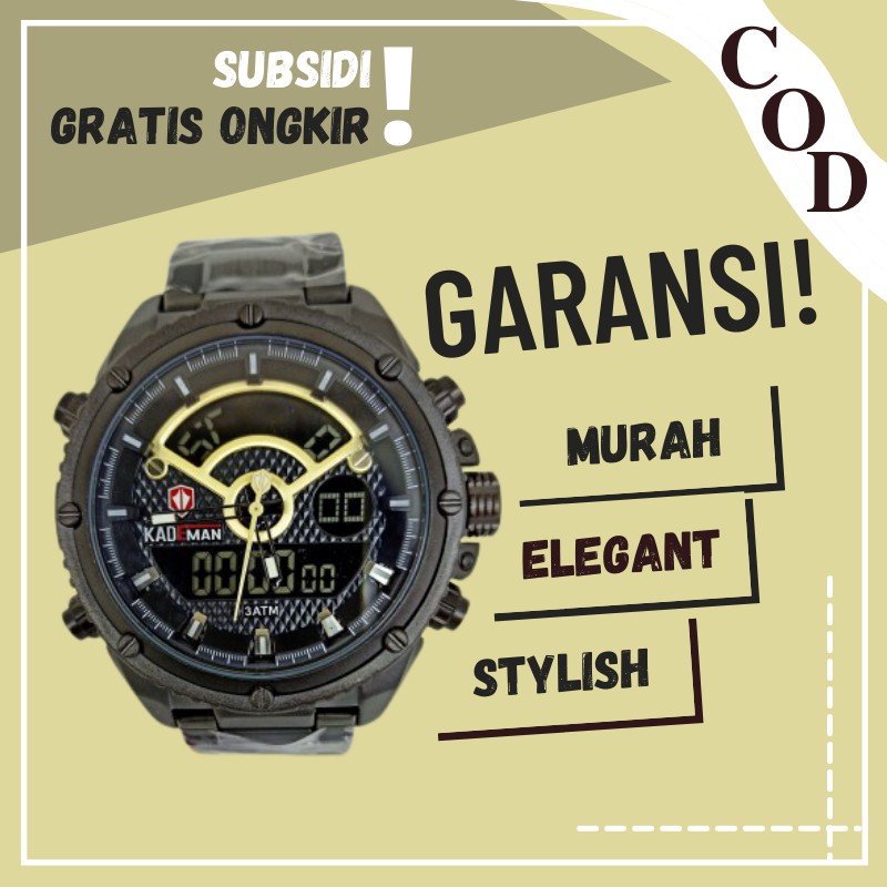Jam Tangan Pria Cowo Cowok Kademan Original Waterproof Analog Double Time Murah Anti Air COD Y18