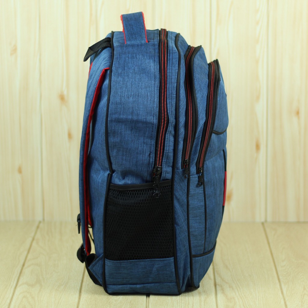 Back Pack Pria Polo 2 Kotak Warna Navy Tas Ransel Cowok Sekolah Keren