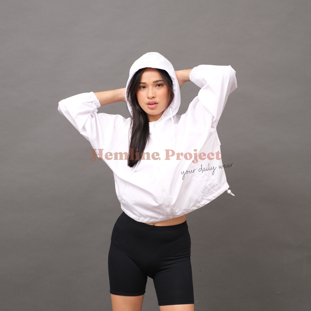 Ganis Oversized Jaket White - Jaket Parasut Hoodie